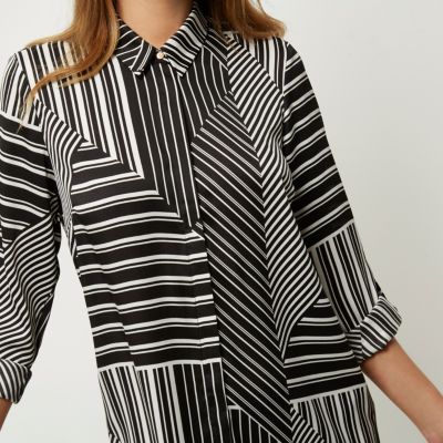 Black and white striped shirt dress